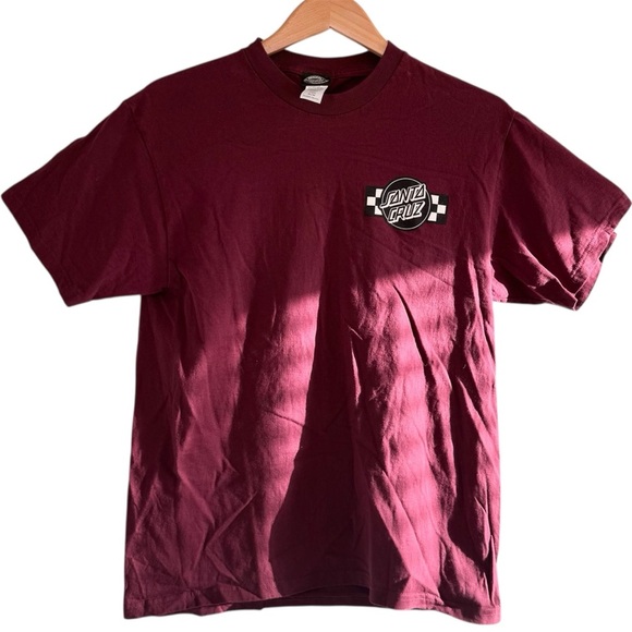 Santa Cruz Skateboard Logo, Short Sleeve T-Shirt Maroon Black Size Medium - Picture 1 of 4